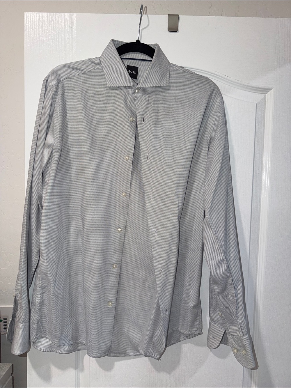 BOSS Men's Light Gray Dress Shirt - Point Collar